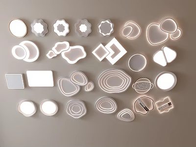 Modern Light Fixture Set with Various Geometric Shapes for Indoor Home Decoration 3d model