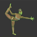 Female Practicing Yoga Pose Standing On One Leg With Arm Extended Against Dark Background