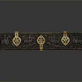 Black And Gold Decorative Box With Intricate Carvings And Golden Clasps