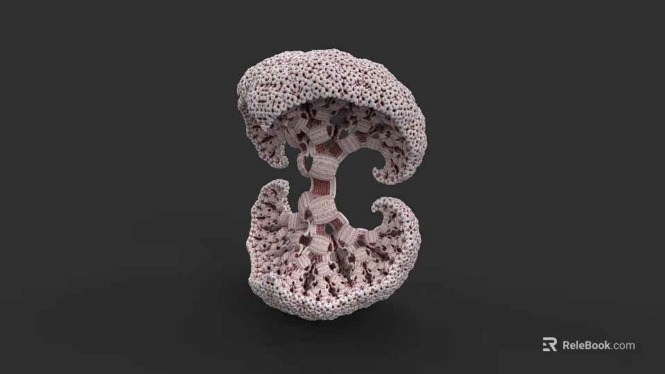 Intricate Sculpture Carving With Pinkish White Porous Surface And Branched Organic Structure 3d model 