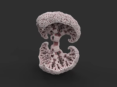 Intricate Sculpture Carving With Pinkish White Porous Surface And Branched Organic Structure 3d model