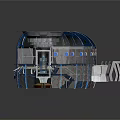 Sci Fi Control Room Interior With Central Console Display Screen And Circular Structure 3d model