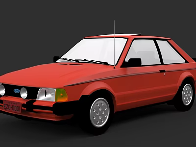 Red Classic Two Door Coupe Car With Front Design And Alloy Wheels 3d model