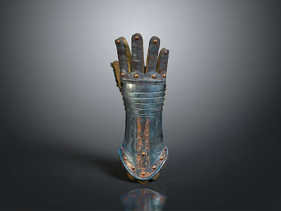 Medieval Knight Armor Gauntlet With Decorative Metal Rivets And Ornate Design 3d model