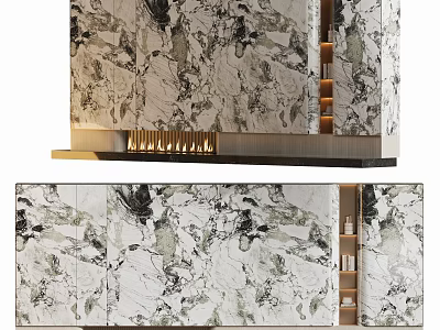 Modern TV Background Wall Design With Marble Texture And Ambient Lighting 3d model
