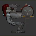 Game Movie Character Robot With Red Gray Mechanical Armor And Sci Fi Mechanical Design