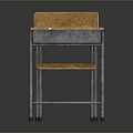 Retro Classroom Furniture Set With Wooden Tabletop And Metal Frame Chair