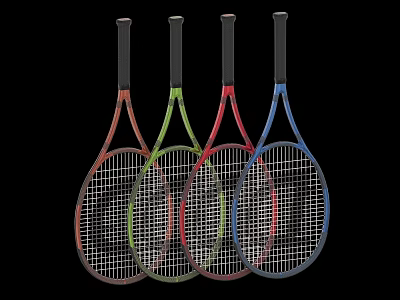 Colorful Tennis Rackets Sports Equipment With Modern Design And Ergonomic Handles 3d model
