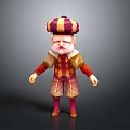 Cartoon Clown Character With Striped Hat White Beard Colorful Diamond Pattern Outfit And Pink Shoes