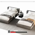 Modern single bed bedside table 3d model