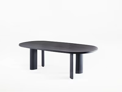Sleek Modern Black Oval Dining Table With Cylindrical Legs And Minimalist Design 3d model