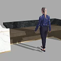Contemporary Reception Desk With Black Frame And White Marble Countertop Design