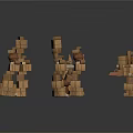 Multiple Creative Wooden Block Figures As Decorative Household Items With Stacked Design