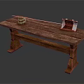 Rustic Wooden Bench With Natural Wood Grain And Sturdy Leg Structure Design