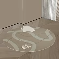 Modern Study Room Interior With Circular Rug Open Book And White Sculpture 3d model