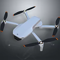 Sleek White Quadcopter Drone With Four Propellers Black And Orange Tips And Camera