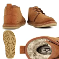 Brown UGG Suede Boots With Fleece Lining Lace Up Design And Rubber Sole