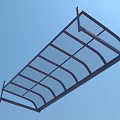 Rectangular Outdoor Sunshade With Blue Metal Frame Curved Glass Structure Design 3d model