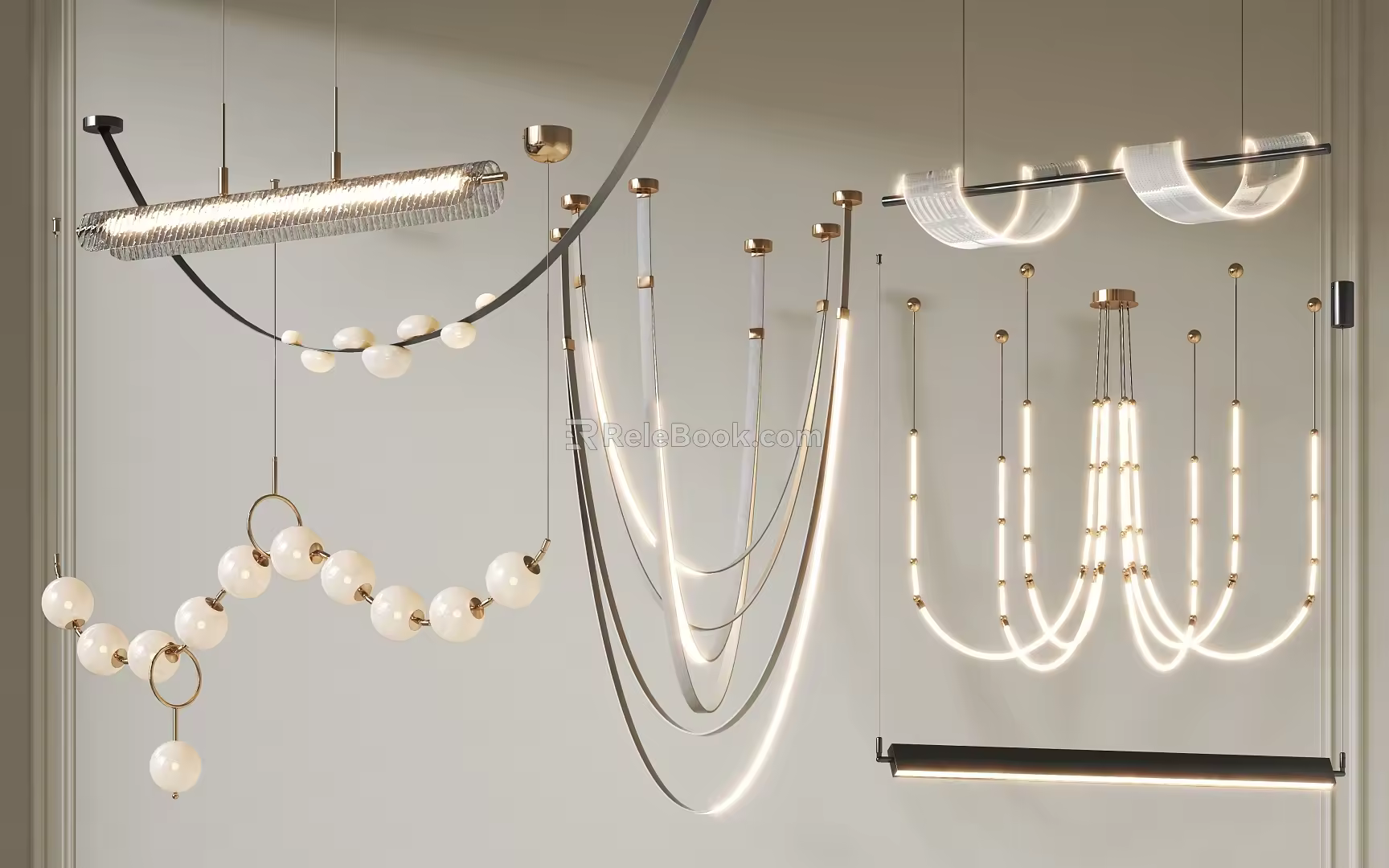 Pendant lamp linear pendant lamp strip pendant lamp multi-head pendant lamp pendant lamp combination 3d model