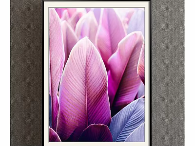 Vibrant Botanical Painting With Purple And Blue Textured Tropical Leaves 3d model
