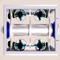 Industrial Equipment Featuring White Frame Green Wheels Black Components And Cylindrical Design