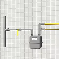 Plumbing System Installation With Valves And Control Box On Tiled Wall