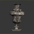 Elegant Silver Vase With Intricate Carvings Decorative Handles Gemstone Inlays And Classical Design