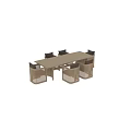 Natural Light Wood Dining Table Set With Woven Rattan Chairs And Modern Design