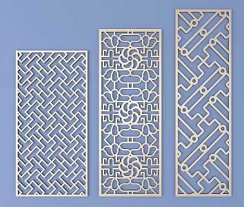 Chinese-style openwork window pane lattice openwork carved flower 3d model