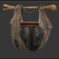 Traditional Style Wine Bottle With Leather Bone Decoration Red Lid And Rope Wrap