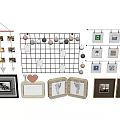 Stylish Photo Wall Design With Mixed Frames Grid Panel And Decorative Balls