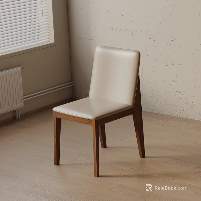 Modern Leisure Chair With Beige Leather Seat And Wooden Legs Interior Design 3d model 