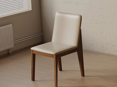 Modern Leisure Chair With Beige Leather Seat And Wooden Legs Interior Design 3d model