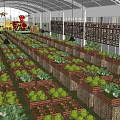 Lush Garden Landscape With Wooden Planter Boxes And Hanging Pendant Lights