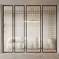 Modern Glass Room Divider With Geometric Patterns For Interior Space Separation 3d model