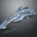 Futuristic Silver Metallic Spacecraft With Aerodynamic Winged Structure For Advanced Space Exploration 3d model