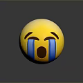 Yellow Crying Emoji Face With Blue Tears And Open Mouth Expression Design