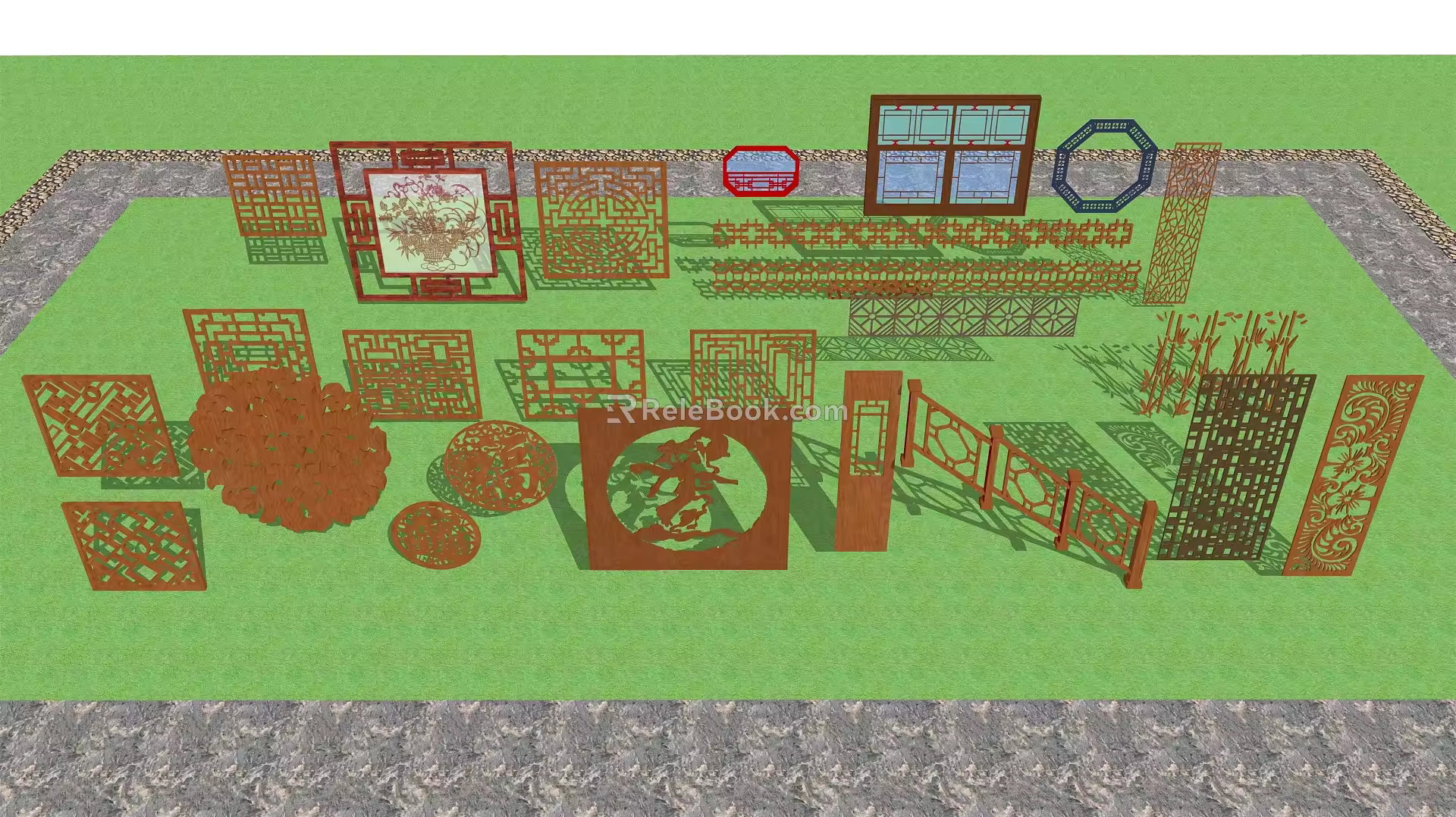 Chinese-style openwork window, ancient building component window 3d model