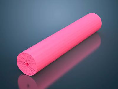 Pink Rolled Yoga Mat As Essential Sports Equipment For Workouts 3d model