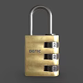 Code lock sub-lock head metal lock copper lock door lock old lock antique lock retro lock low face number low model simple model game video level 3d model