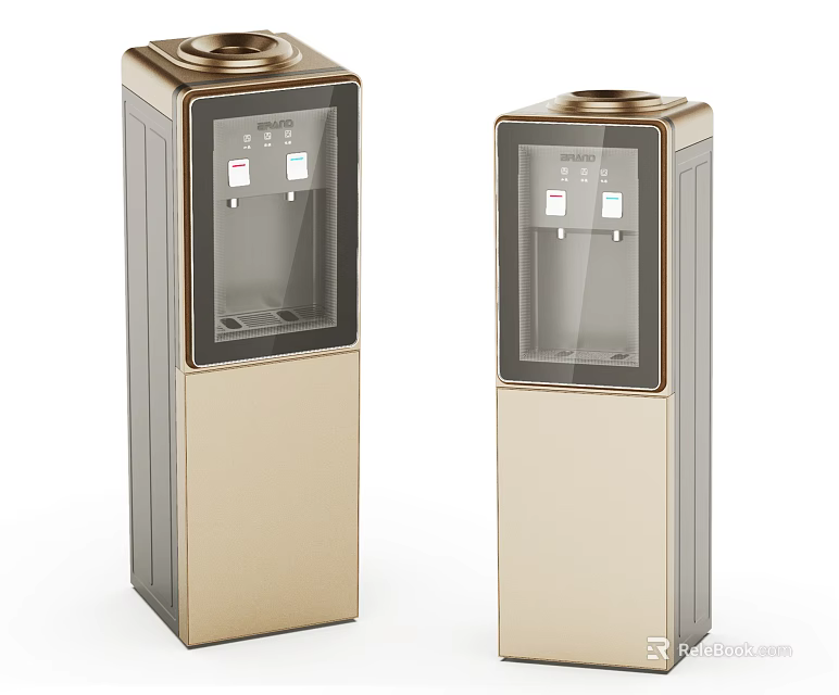 Modern Standing Water Dispensers With Gold And Gray Finish For Daily Use Appliances 3d model 