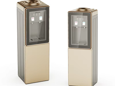 Modern Standing Water Dispensers With Gold And Gray Finish For Daily Use Appliances 3d model