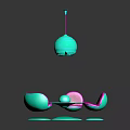 Modern Round Teal Table And Pink Upholstered Chairs Set For Interior Space