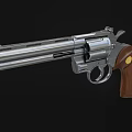 Classic Revolver Firearm With Silver Barrel And Wooden Grip Design 3d model
