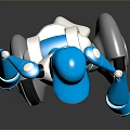 Blue Robot With Humanoid Design Mechanical Arms And Wheeled Base Modern Look