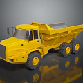 Yellow Dump Truck With Large Tires And Open Cargo Bed Design 3d model
