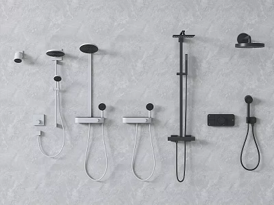 Modern Stylish Fixed And Handheld Shower Systems Wall Mounted Design Collection 3d model