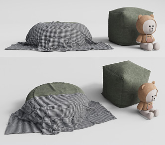 modern sofa stool cushion 3d model