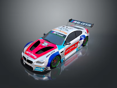 BMW Racing Car With Colorful Livery Sponsor Logos And Aerodynamic Design 3d model