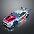 BMW Racing Car With Colorful Livery Sponsor Logos And Aerodynamic Design
